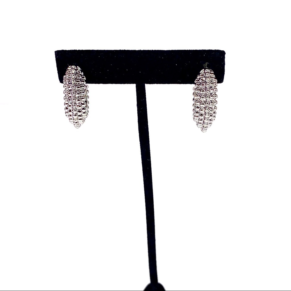 Silver tone 1” Wide 3 Dimensional Earrings